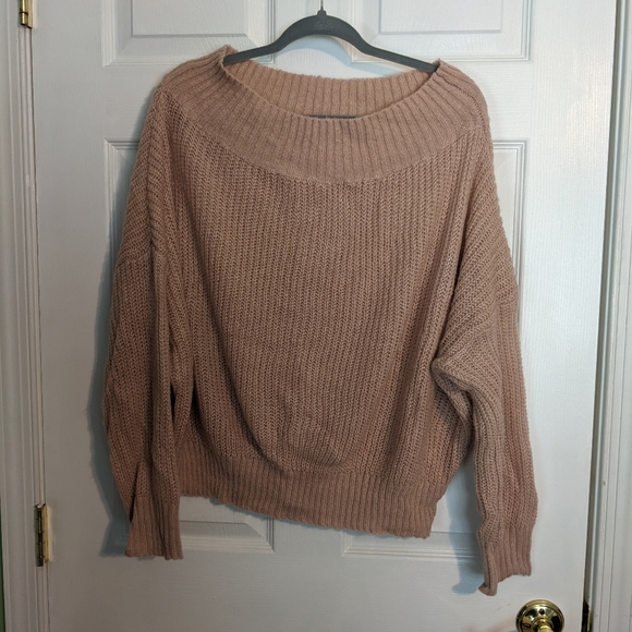 Exlura Off the shoulder pink sweater, one size - Picture 1 of 2